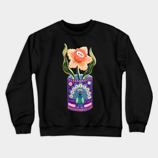 Self Care Spring Gratitude Tin Can Peacock Crewneck Sweatshirt by Rebelform